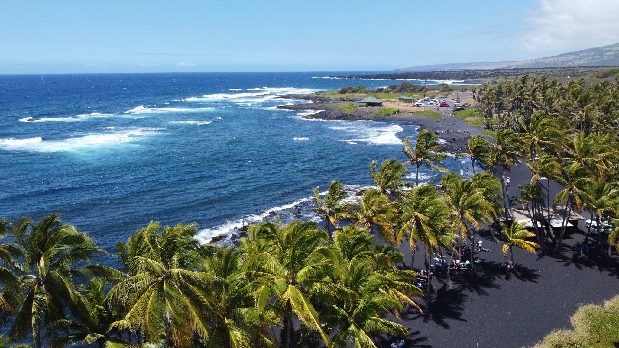 Along the volcanic coast
